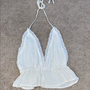 white halter tie top